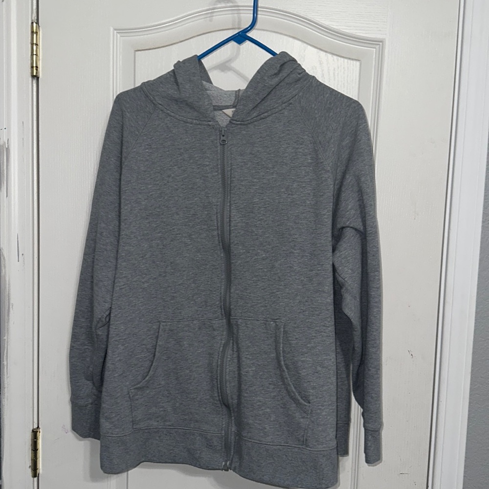 Terra & Sky, Light Gray Zip Up Jacket, XL